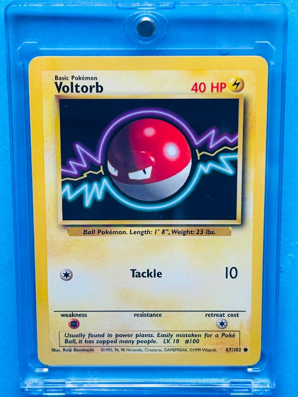 Photo 1 of 812060…Pokémon Voltorb  card in hard plastic case  67/102