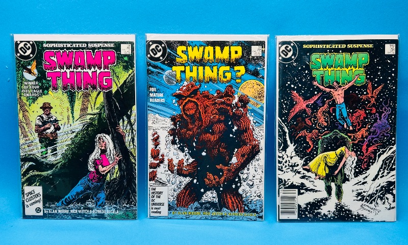 Photo 1 of 812095…3 vintage swamp thing  comics in plastic sleeves 