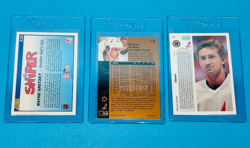 Photo 2 of 812108… 3 Wayne Gretzky cards in hard plastic sleeves 