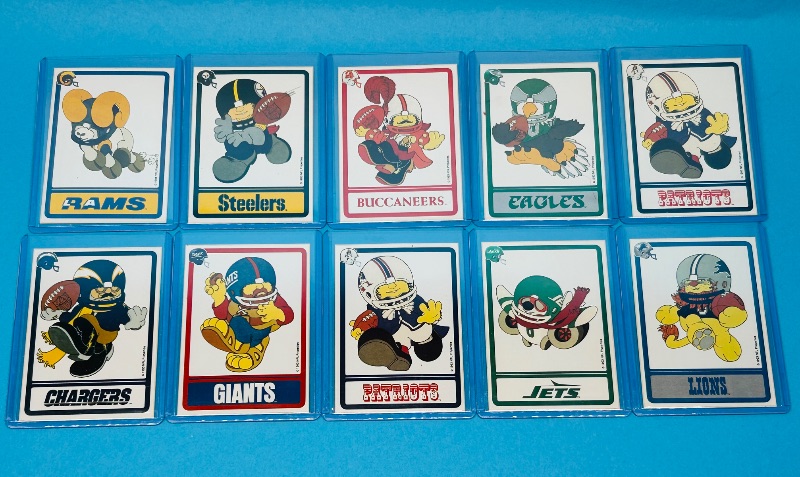 Photo 1 of 812112…10 vintage 1983 football vending stickers in plastic sleeves 