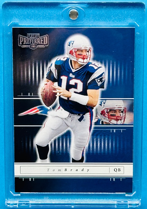 Photo 3 of 812117…Tom Brady playoff preferred card 33 in hard plastic case 