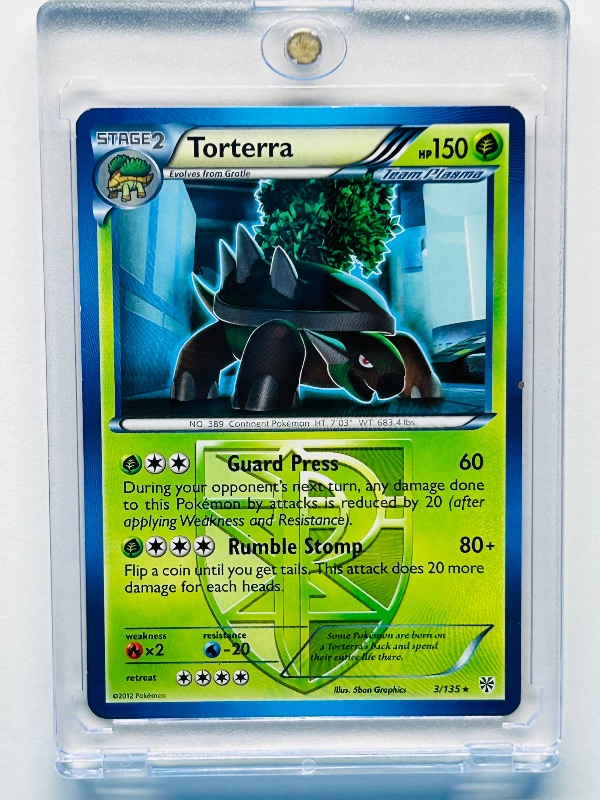 Photo 1 of 812120…Pokémon torterra card 3/135 in hard plastic case 