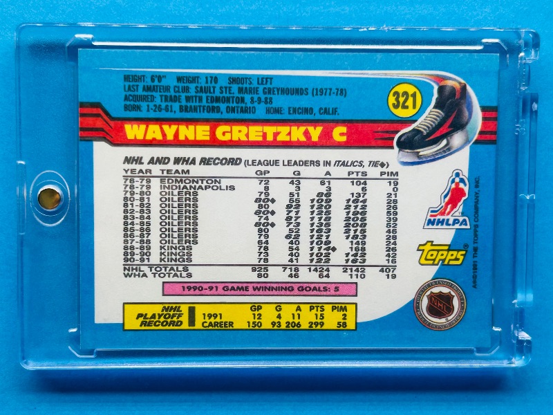 Photo 2 of 812121…Wayne Gretzky card 321 in hard plastic case 