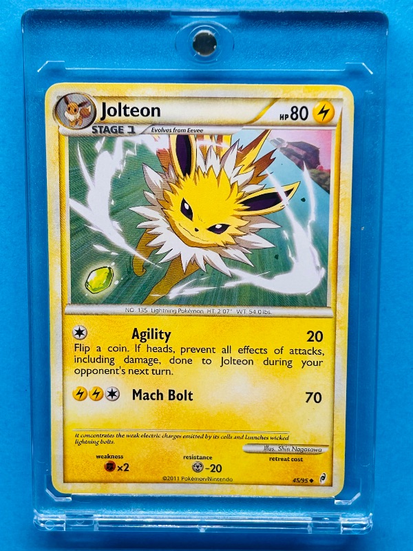 Photo 1 of 812131…Pokémon jolteon card 45/95  in hard plastic case