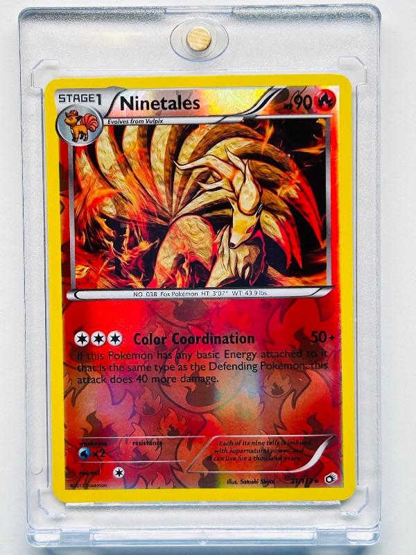 Photo 1 of 812288… Pokémon reverse holo card in hard plastic case Ninetales