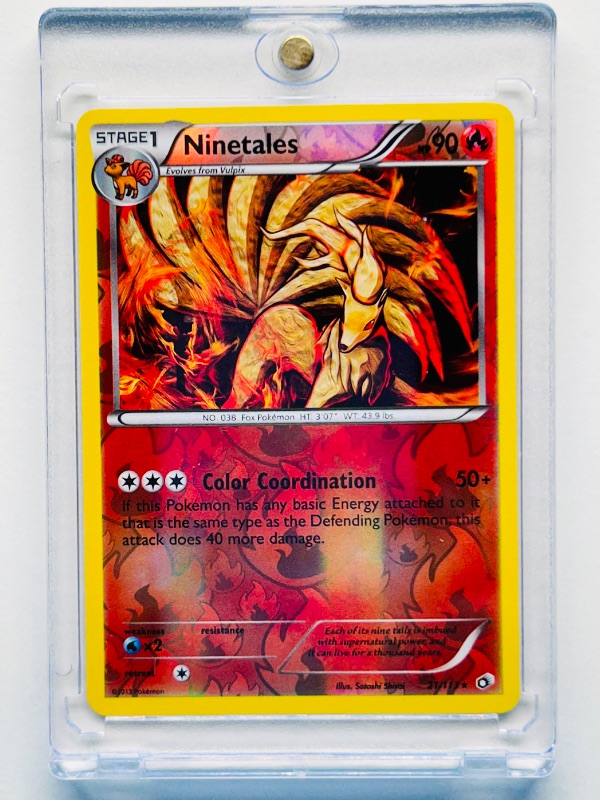 Photo 2 of 812288… Pokémon reverse holo card in hard plastic case Ninetales