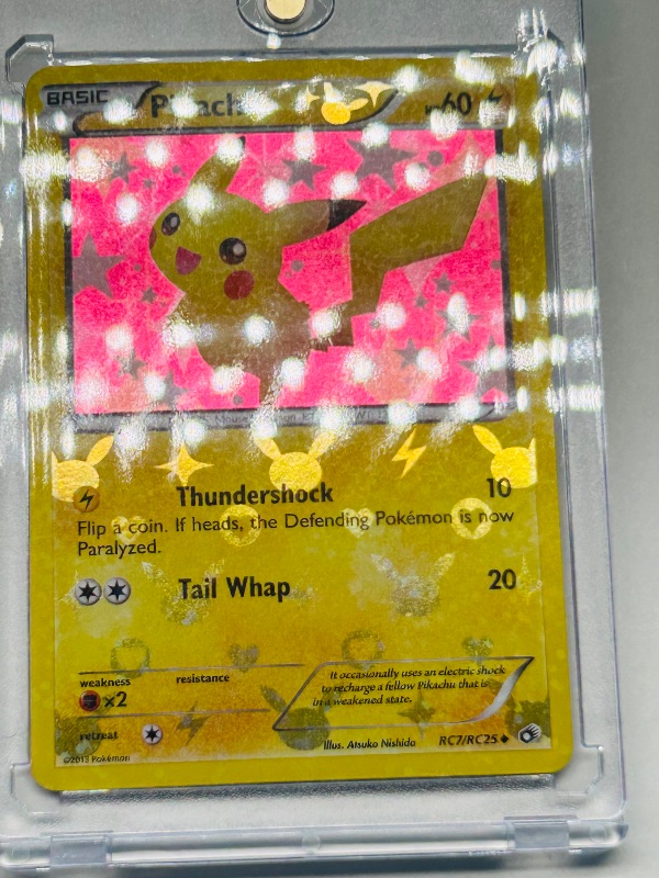 Photo 3 of 812289… Pokémon reverse holo card in hard plastic case Pikachu 