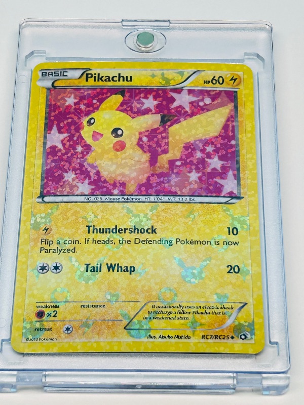 Photo 2 of 812289… Pokémon reverse holo card in hard plastic case Pikachu 