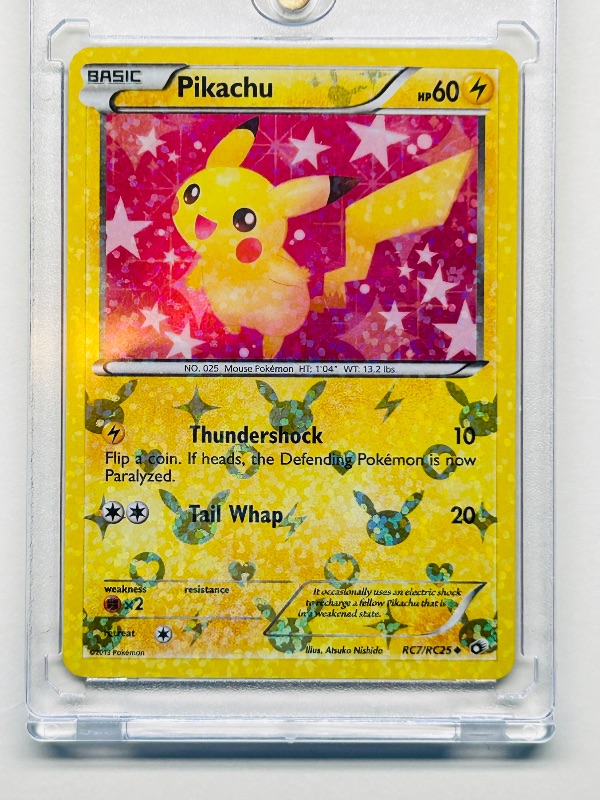 Photo 1 of 812289… Pokémon reverse holo card in hard plastic case Pikachu 