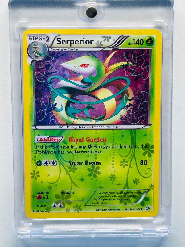 Photo 1 of 812292… Pokémon reverse holo card in hard plastic case Serperior