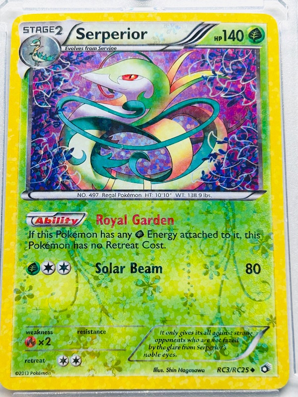 Photo 3 of 812292… Pokémon reverse holo card in hard plastic case Serperior