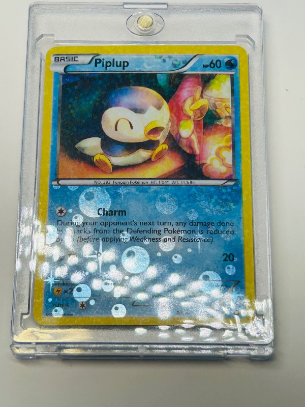 Photo 3 of 812296…Pokémon reverse holo card in hard plastic case Piplup