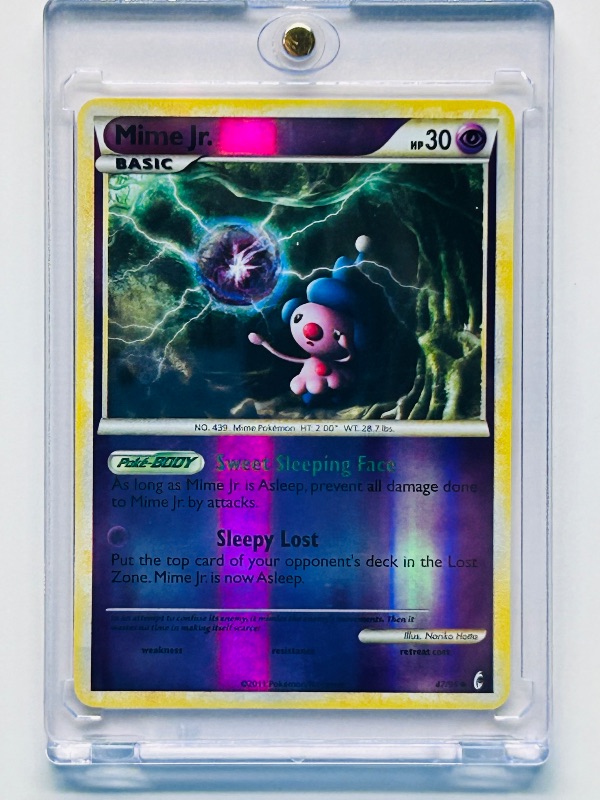 Photo 1 of 812310…  Pokémon reverse holo card in hard plastic case Mime Jr.