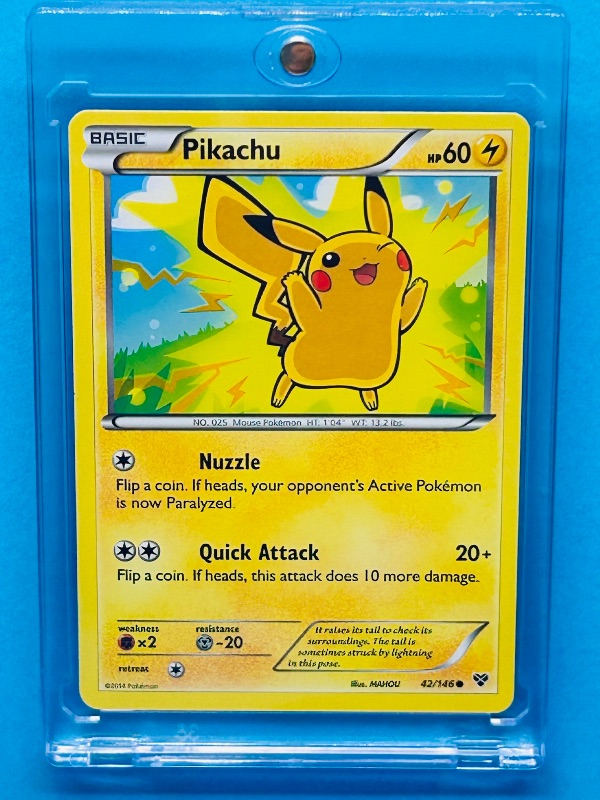 Photo 1 of 812318…  Pokémon card in hard plastic case Pikachu 