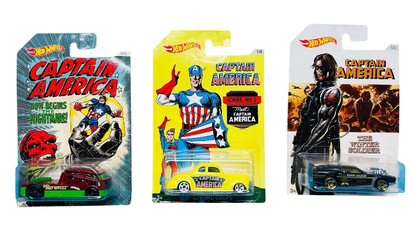 Photo 1 of 812388…3  hot wheels captain America die cast cars 