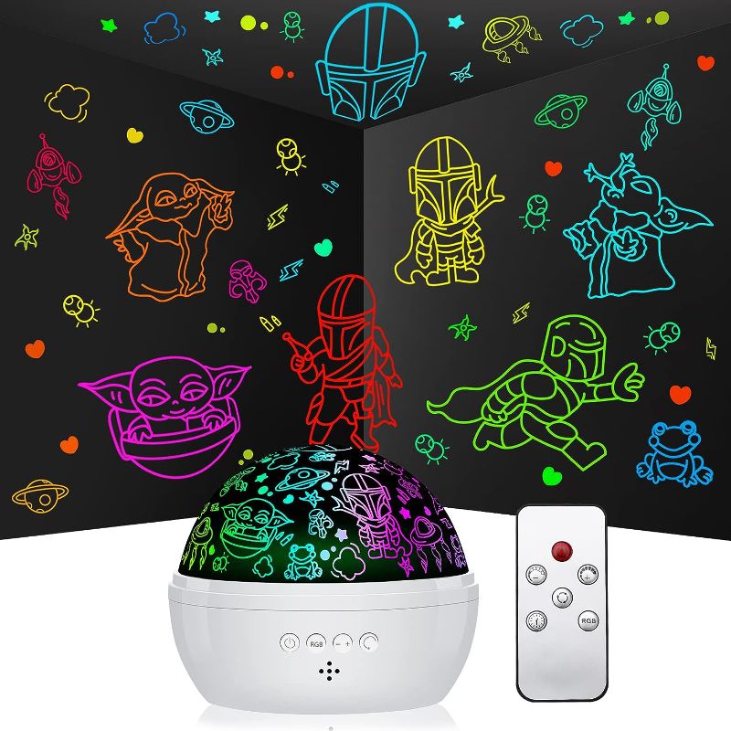 Photo 1 of Night Light for Kids and Baby Yoda Fans, 360-Degree Rotation Projector, Baby Yoda Toys for Kids, Birthday Gifts and Christmas Gifts for Star Wars Fans