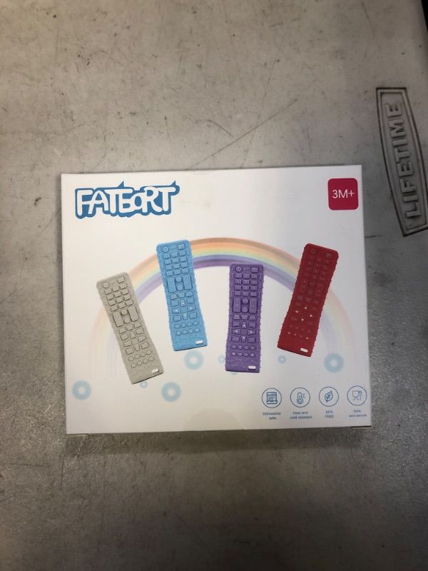 Photo 1 of FATEORT New Upgrade Key Presses 2-Pack Silicone Baby Teething Toys for Babies 3 Months+, Pressable Remote Control Shape Teething Toys Boys Girls Baby Chew Toys, Relief Baby Teething Gum Black