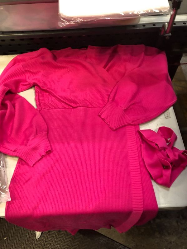 Photo 2 of all Sweater Dress V Neck Long Sleeve Ribbed Knit Tie Waist Slim Fit Bodycon Midi Dresses size small 