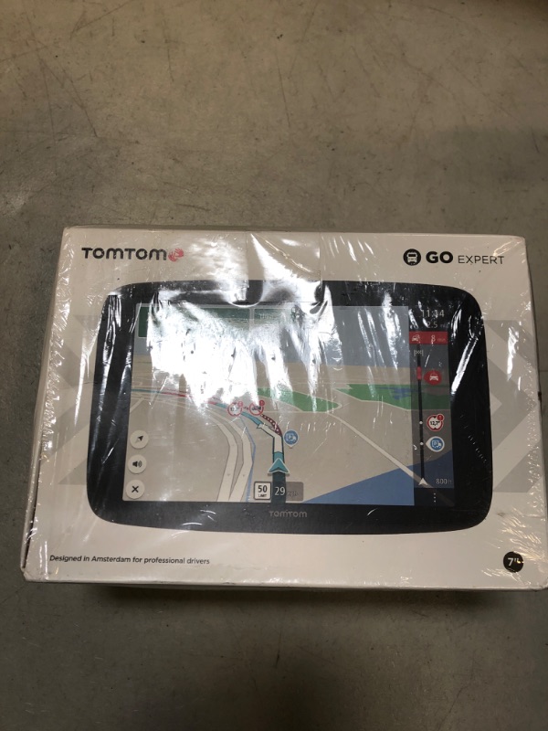 Photo 2 of TomTom Truck GPS GO Expert, 6 Inch HD Screen, with Custom Truck Routing and POIs, Traffic Congestion Thanks to TomTom Traffic, World Maps, Live Restriction warnings, Quick Updates via WiFi - factory sealed but box has damage from shipment 