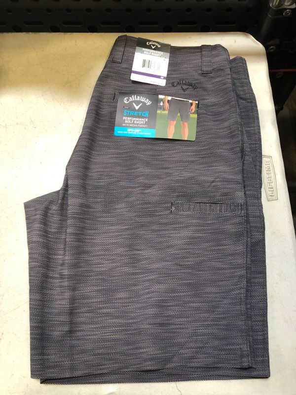 Photo 2 of Callaway Stretch Performance Golf Short with Media Pocket (Caviar 36)