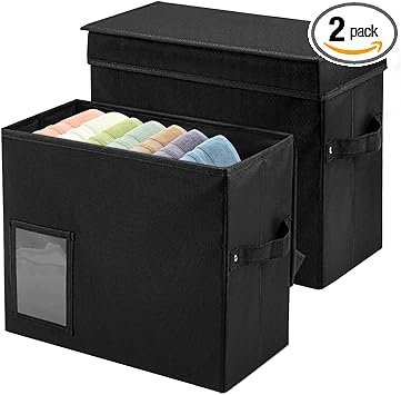 Photo 1 of ZOOS Storage Bins with Lids and Handles, 2 Pack Large Collapsible Storage Bins for Clothes, Fabric Storage Boxes Organizer Containers with Cover for Home Bedroom Closet Office, 15.4x8.1x12.2in
