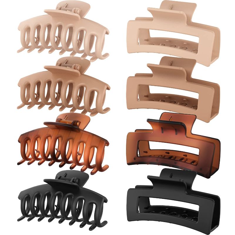 Photo 1 of Dyrec Hair Claw Clips for Thick Hair, 8 Pack 4.3" Large Hair Clips for Women & Girls, 2 Styles Strong Hold Matte Claw Hair Clips for Thick Hair & Thin Hair, 90s Jaw Clips
