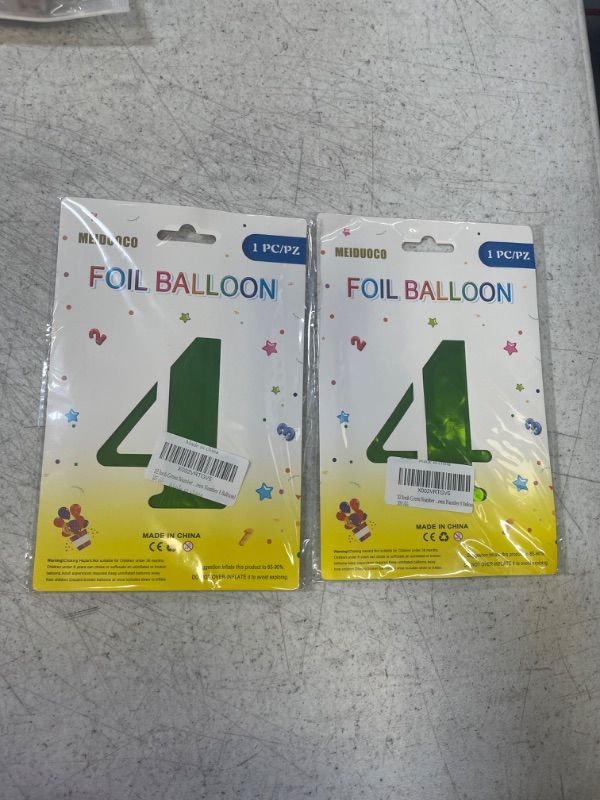 Photo 2 of 2 PACKS -- 32 Inch Green Number 4 Balloons Foil Ballon Digital Birthday Party Decoration Supplies (Green Number 4 Balloon)
