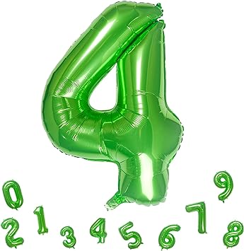 Photo 1 of 2 PACKS -- 32 Inch Green Number 4 Balloons Foil Ballon Digital Birthday Party Decoration Supplies (Green Number 4 Balloon)
