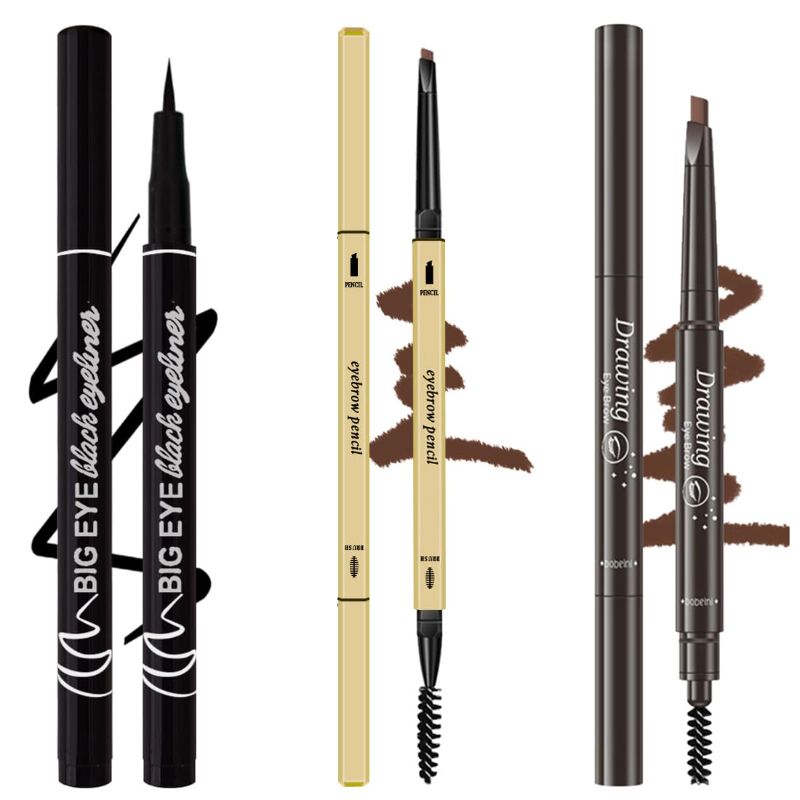 Photo 1 of 3pcs Eyebrow Tattoo Pencil, Eyeliner Pencil Long Lasting Water Looking Brows (Coffee/Black)
