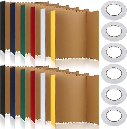 Photo 1 of 12 Pcs Tri Fold Display Board Fold Presentation Board Trifold Poster Board Foldable Project Board with 6 Rolls of Double Sides Adhesive Tape for School Class Meeting Photo Exhibition (22 x 14 Inch)

