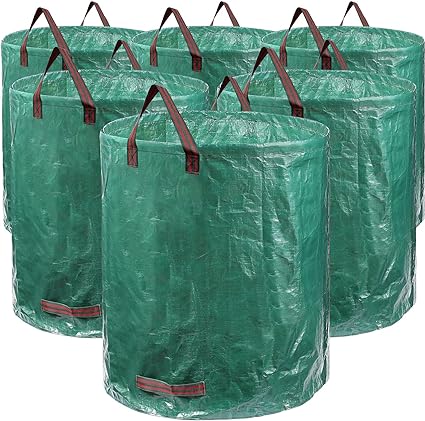 Photo 1 of 6 Pack 132 Gallon Garden Waste Bags Lawn Garden Bags Large Reusable Yard Leaf Bags with 4 Handles Collapsible Leaf Basket Bags Heavy Duty Waste Bag for Loading Leaf Trash
