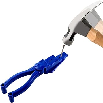 Photo 1 of AMZQWE Nail Holder for Hammering,Plastic Pliers,Home Tool Auxiliary Pliers Easy to Position Nails Screws,Finger Protective Nail Guide More Safety Anti-smashing Finger Slip Joint Pliers, Blue
