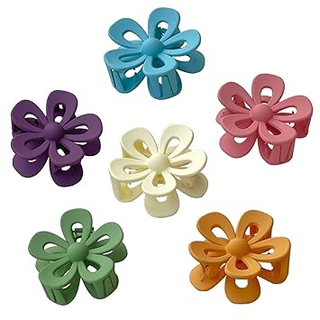 Photo 1 of Flower Hair Clip Cute Claw Clips 6 PCS Hair Clips Flower Claw Clip Medium Claw Clip for Thin/Thick Hair Matte Hair Clips Hair Accessories For Women Girls (6 Colors)
