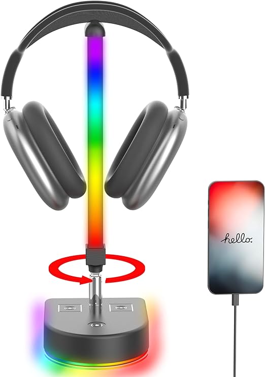 Photo 1 of  Smart Lighting Tower with RGB Headphone Stand,Control Smart LED Light Bars, RGB Ambiance TV Backlights with Headset Stand, with USB Charging Port or USB Hub,PC, TV, Room,Decoration