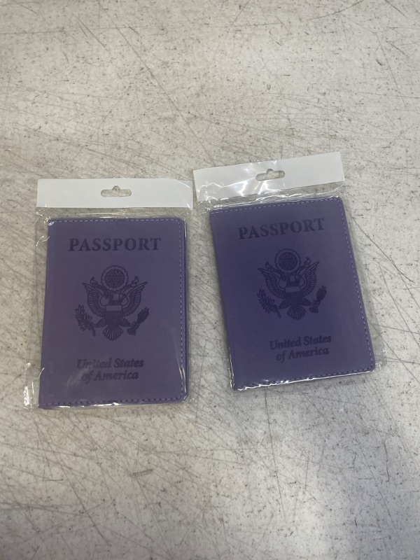 Photo 2 of 2 PACK -- HAWKHOOD Travel essentials Passport and Vaccine Card Holder Combo, Slim travel wallet Passport Holder with Vaccine Card Slot, Waterproof PU Leather Passport Cover case for Men and Women Violet