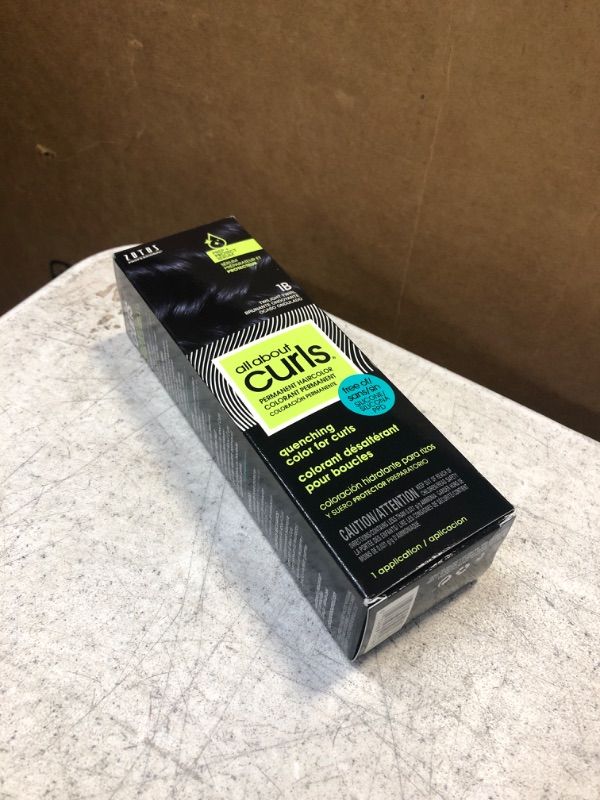 Photo 1 of All About Curls Permanent Hair Color Dye | 100% Gray Coverage | Vibrant Color & Shine | All Curly Hair Types Hair Color Dye 1B Twilight Twirl