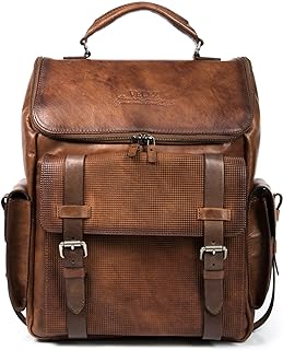 Photo 1 of VELEZ Full Grain Leather Backpack for Men - 15.6 Inch Laptop Bag - Tan Designer Bookbag - Business Mens Computer Shoulder Bags
