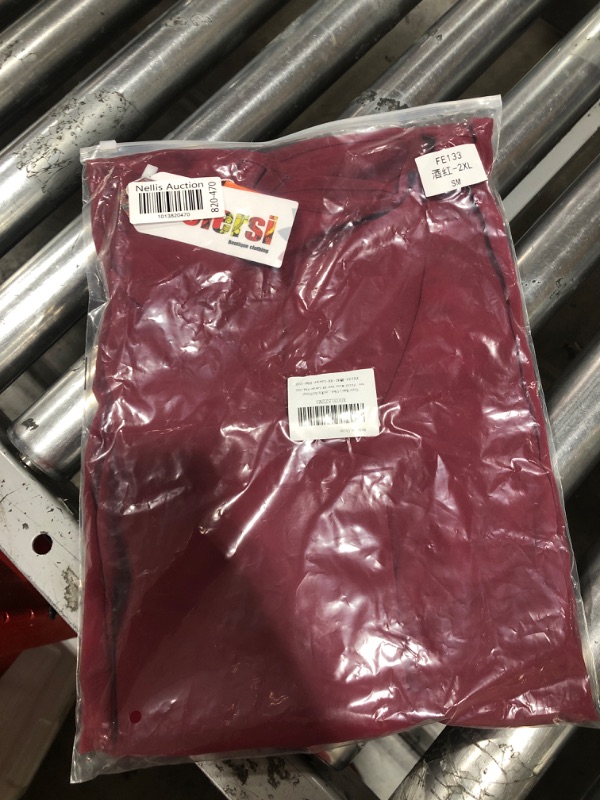 Photo 1 of Feiersi Women's V Neck 3/4 Sleeve Chiffon Shirts Business Casual Tops Work Blouses XX-Large 003wine Red