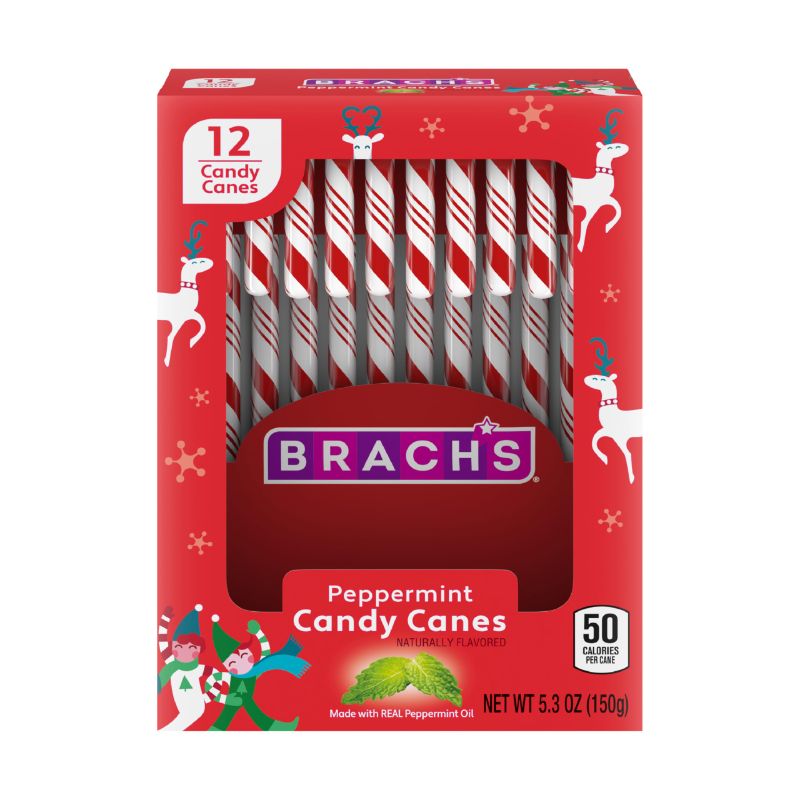 Photo 1 of Brach's Bobs Red & White Mint Canes, Christmas Candy, Stocking Stuffers for Kids, Holiday Classic, 5.3 Oz, 12 Count (Pack of 1) white mint 12 Count (Pack of 1) - BBD 6/30/24