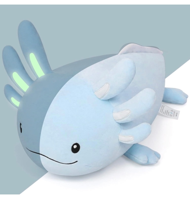 Photo 1 of Niuniu Daddy 24 Inch Jumbo Blue Axolotl Plush Toy - Luminous, Realistic, Cute Stuffed Animal Plushies for Girls & Boys - Glow-in-The-Dark Birthday Gifts