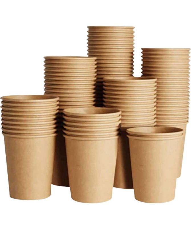Photo 1 of 12oz. Kraft Paper Cups, Hot and Cold Beverage Cups, Disposable Coffee Water Juice Cups, 12 oz Hot/Cold Insulated Coffee Cups, Biodegradable, 12 oz Paper Cups100count