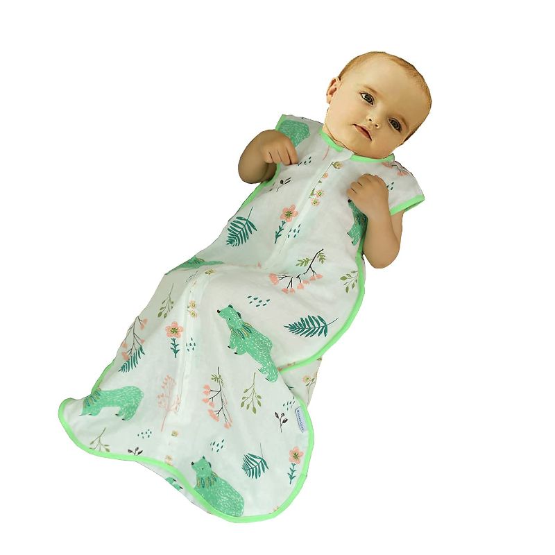 Photo 1 of Baby Sleeping Sack Muslin Cotton Soft Wearable Blanket Summer Sleeping Bag Baby Sleeveless Sleep Sacks 0.5 Tog Boy Newborn 0-3M Lightweight 6-12 Months Girl Infant Sleep Bag 12-18 Months Toddler 2T