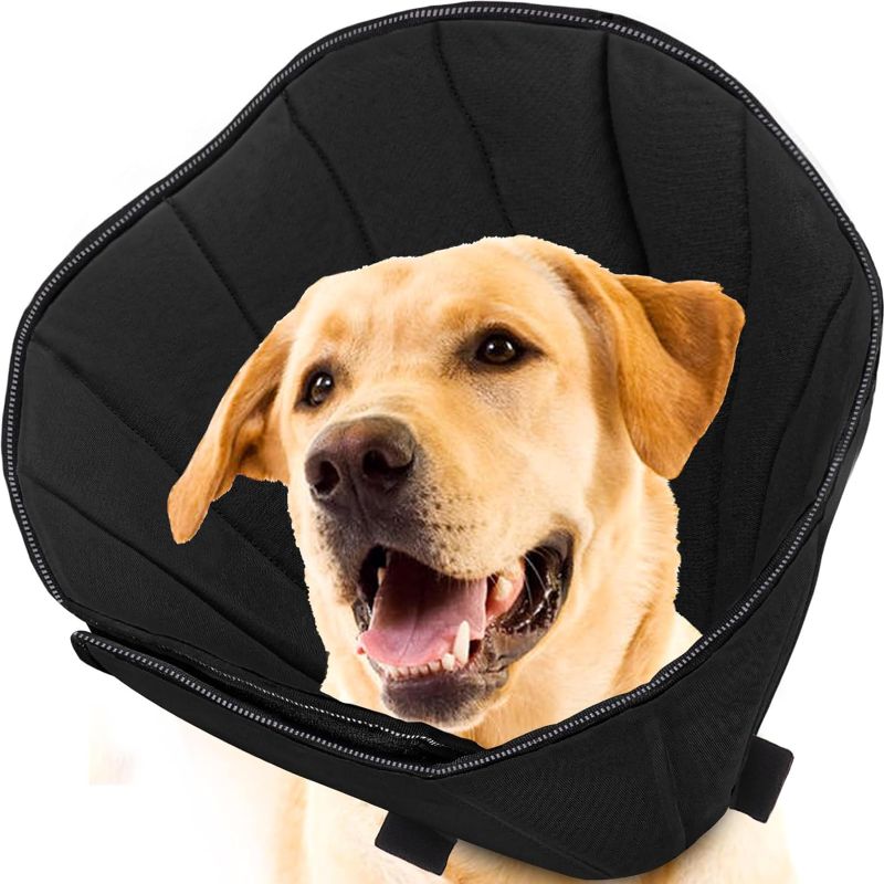 Photo 1 of Soft Dog Cone, Soft Cone for Dogs After Surgery for Large Medium Small Dogs, Comy Dog Cone Alternative, Adjustable Dog Recovery Collars to Stop Licking (BLACK, Large)
