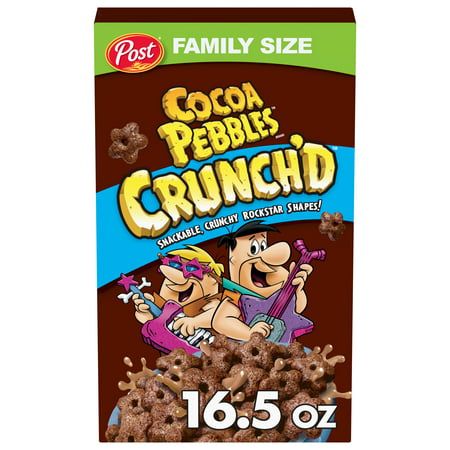 Photo 1 of Post Cocoa PEBBLES Crunch D Breakfast Cereal Chocolatey Family Size Cereal 16.5 OZ Box
