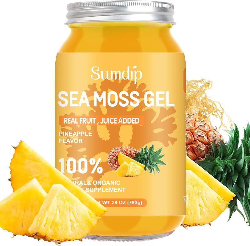 Photo 1 of (28OZ) Sea Moss Gel, Organic Wildcrafted Irish Seamoss Gel Vegan Superfood, Immune and Digestive Support Vitamin Mineral Antioxidant Supplements, Pineapple
