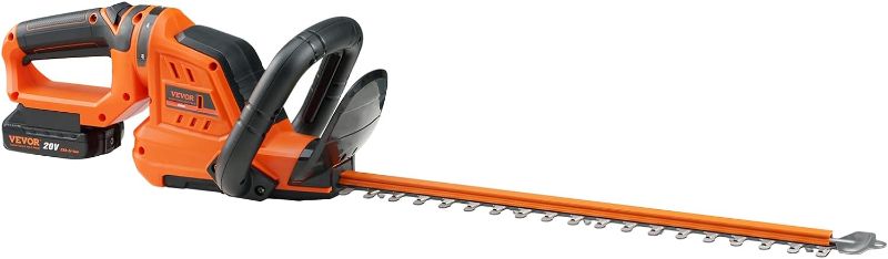 Photo 1 of VEVOR Cordless Hedge Trimmer-20V Electric Bush Trimmer Kit with 18 inch Double-Edged Steel Blade, 180° Rotating Handle and Blade Cover for Your Safety(2.0Ah Battery & Fast Charger Included)

