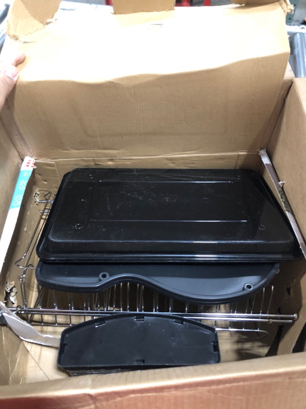 Photo 1 of Home Basics Plastic 2-Tier Dish Drainer Rack, Air Drying and Organizing Dishes, Side Mounted Cutlery Holder, Black