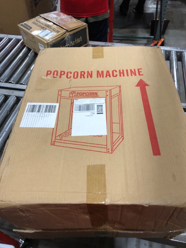 Photo 3 of 110V US Commercial Popcorn Machine, 8oz Popper with Stainless-Steel Kettle,1400 W Countertop Popcorn Maker,Movie Theater Popper with 3-Switch Control Steel Frame Acrylic Doors, Red