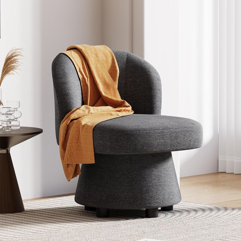 Photo 1 of KKL Accent Chair, Cozy Armchair, Upholstered Round Accent Chair for Living Room, Bedroom, Apartment, Chenille, Beige