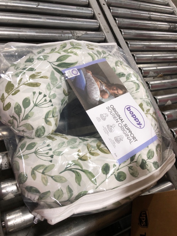 Photo 2 of Boppy Nursing Pillow Original Support, Green Foliage, Ergonomic Nursing Essentials for Bottle and Breastfeeding, Firm Fiber Fill, with Removable Nursing Pillow Cover, Machine Washable
